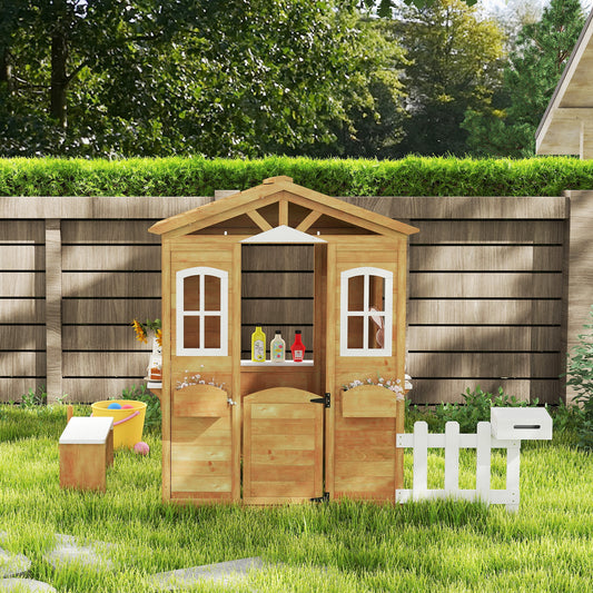 Maisonnette pour enfants en bois avec banc et comptoir