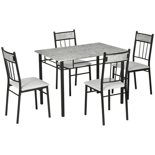 Ensemble salle à manger 5 pièces effet marbre pour 4