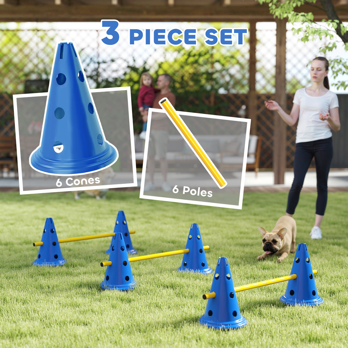Ensemble d'agilité pour chien avec cônes et perches ajustables