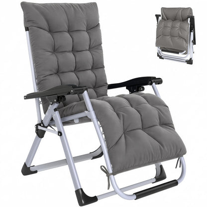 Chaise longue zéro gravité pliante avec coussin amovible