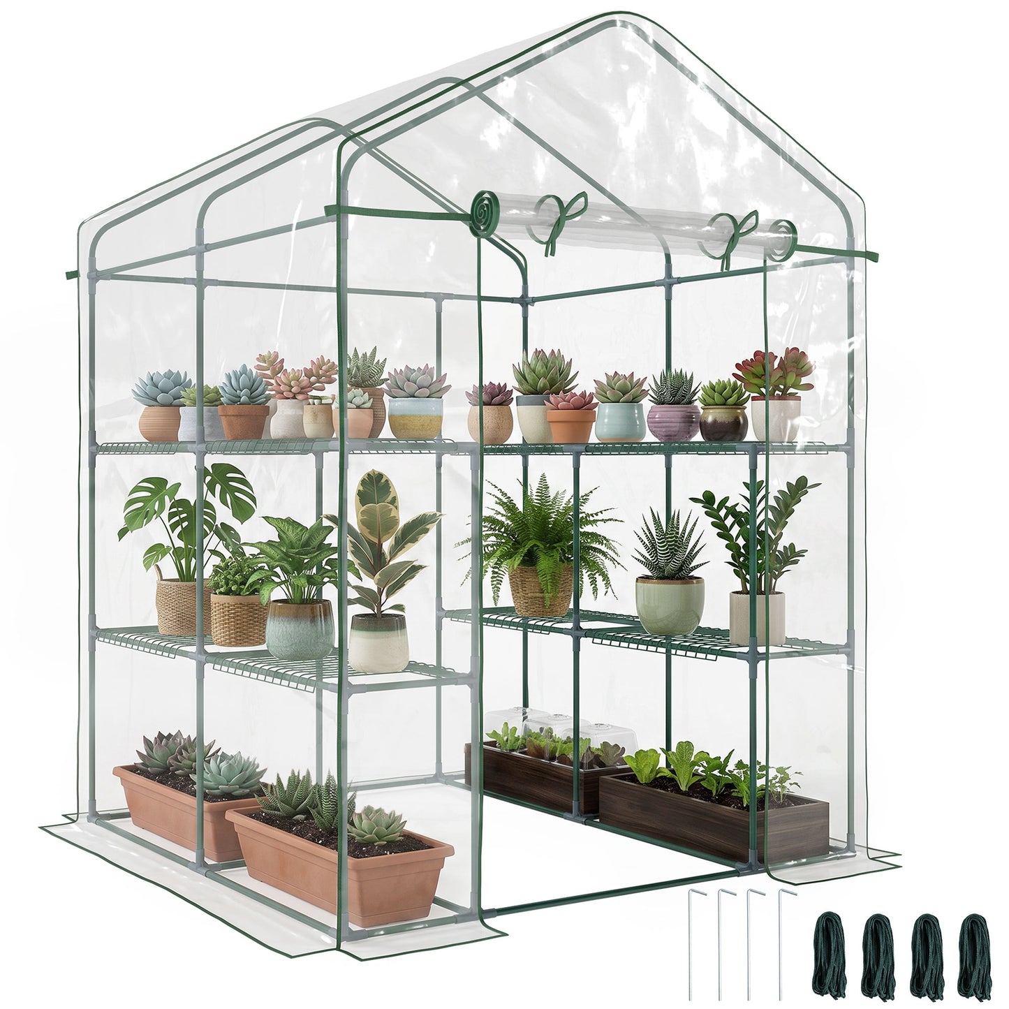  143x143x195cm Portable Greenhouse - 8 Shelves