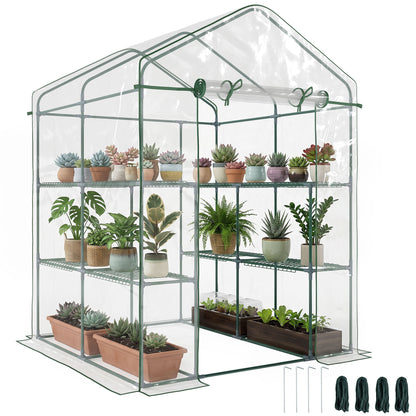  143x143x195cm Portable Greenhouse - 8 Shelves
