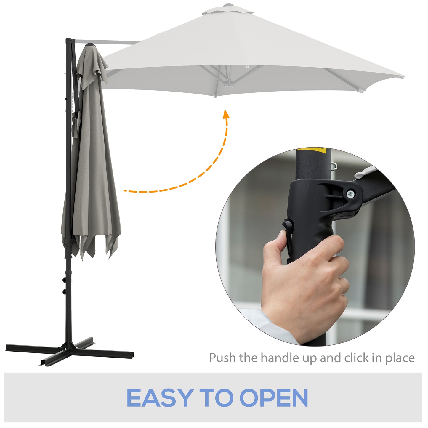 Parasol déporté cantilever 8,5 pieds avec base