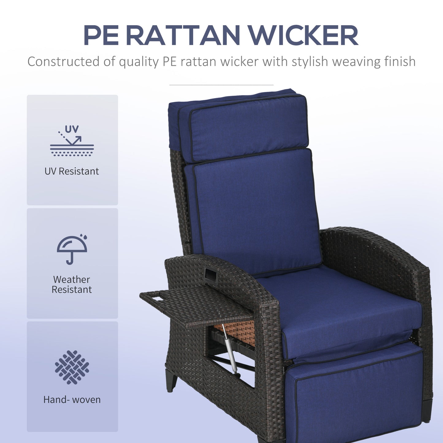 Chaise longue inclinable rotin avec dossier ajustable