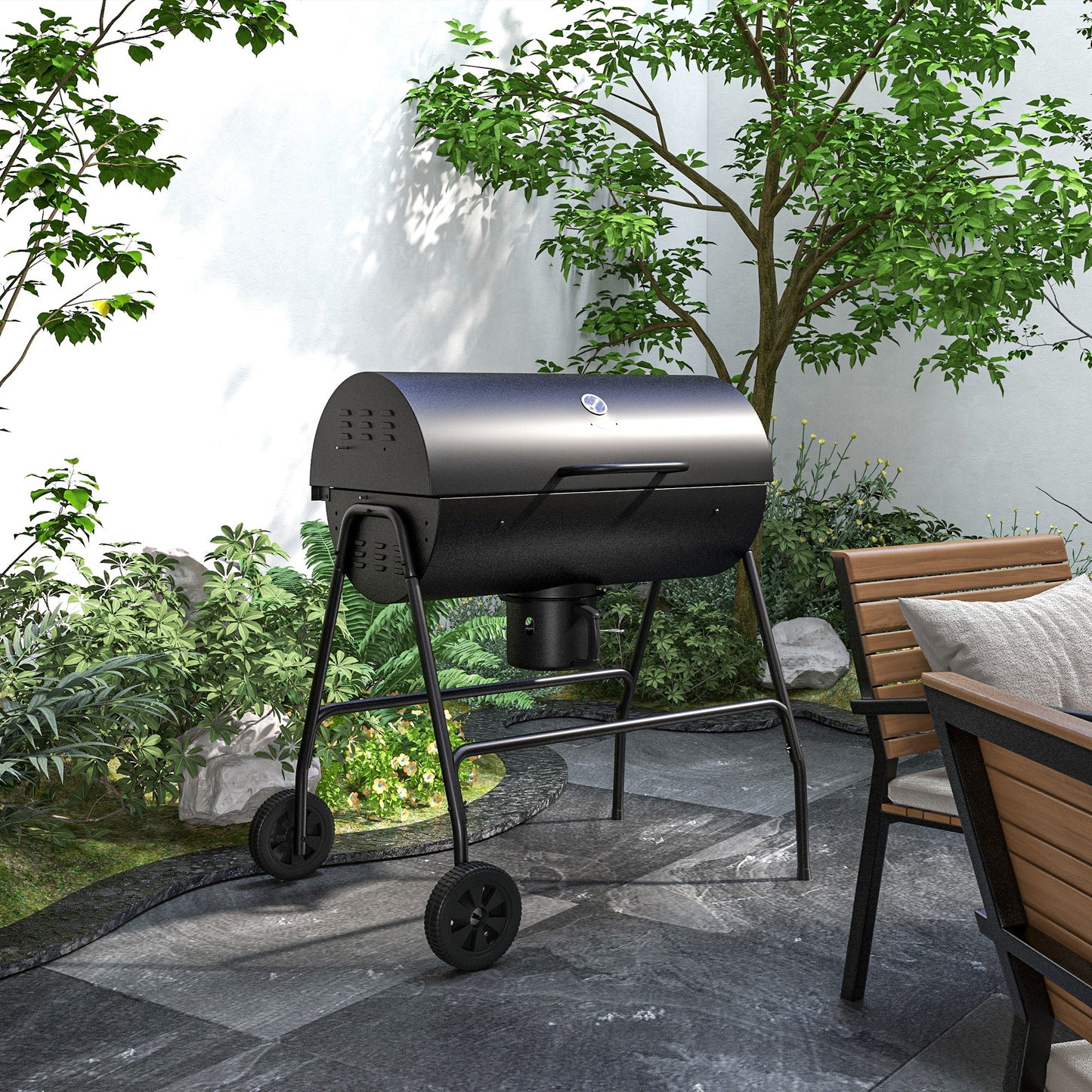 BBQ fumoir charbon 420 po² avec roues