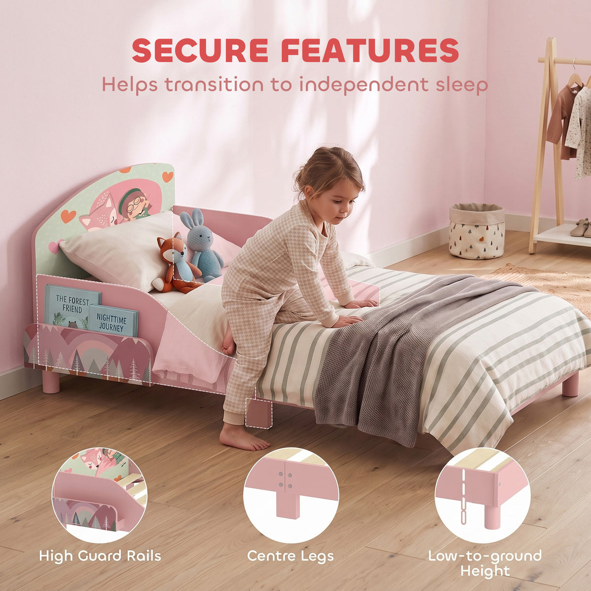 Toddler Bed with Bedside Storage