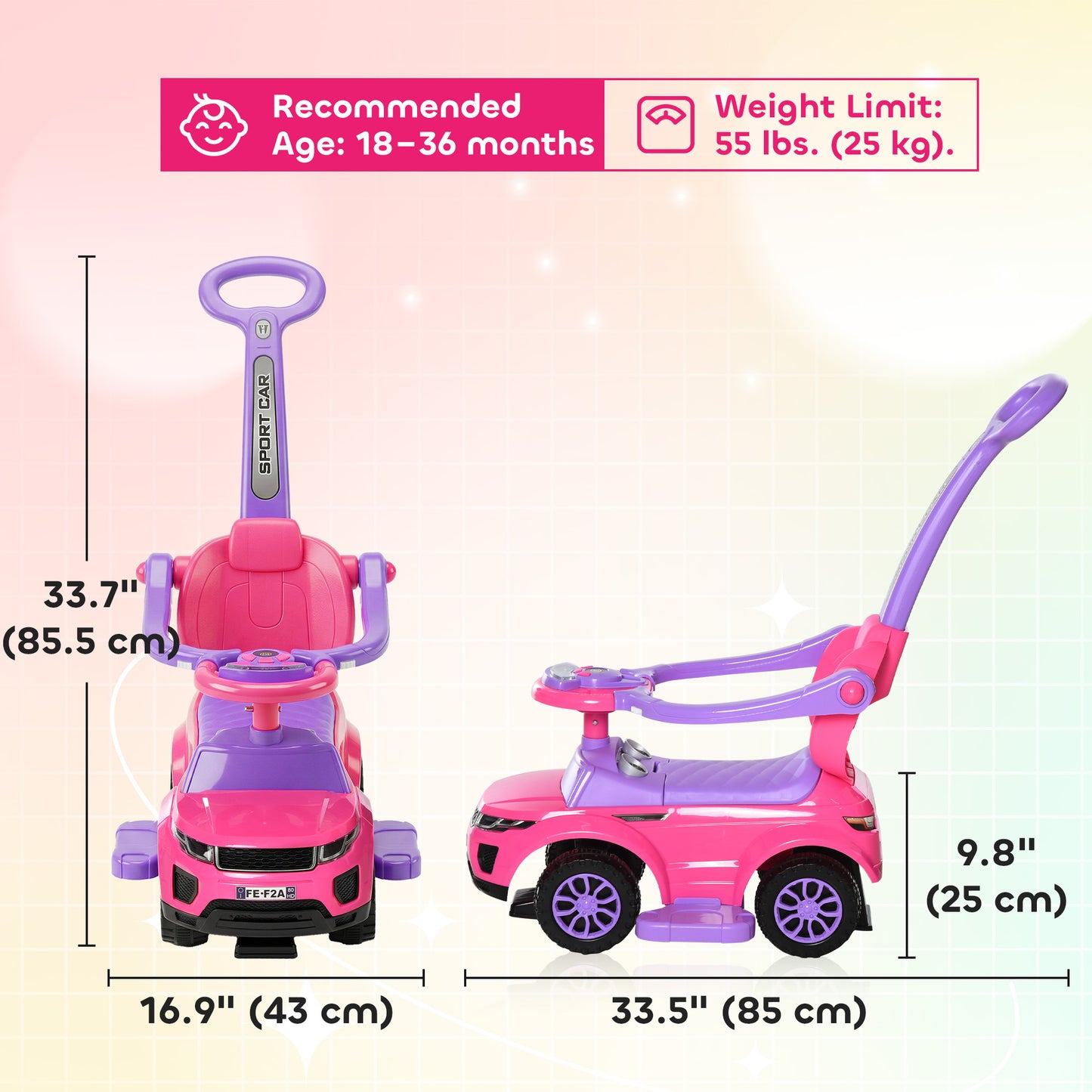 Voiture porteur pousseur 3 en 1 pour tout-petits