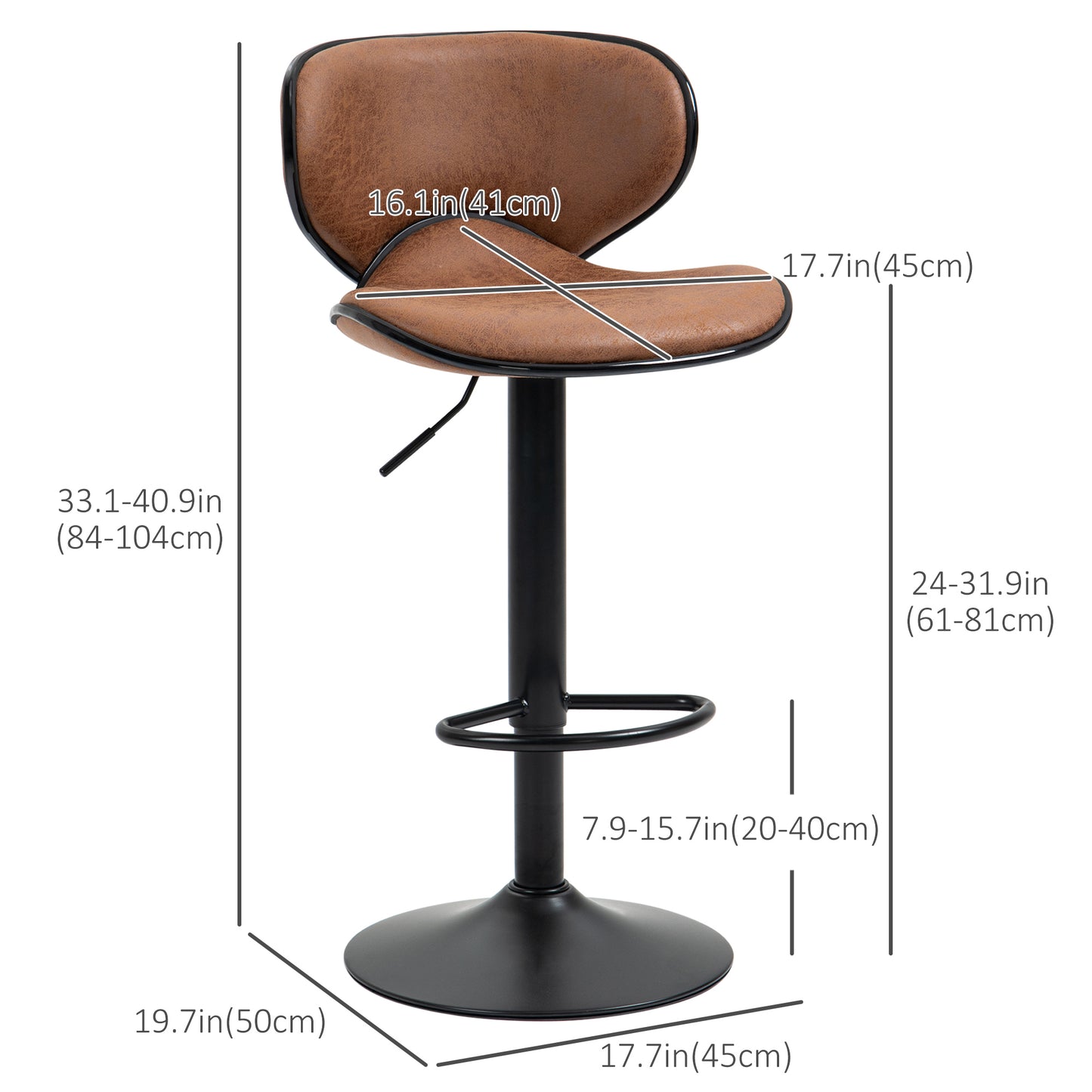 Tabourets de bar ajustables pivotants ensemble de 2