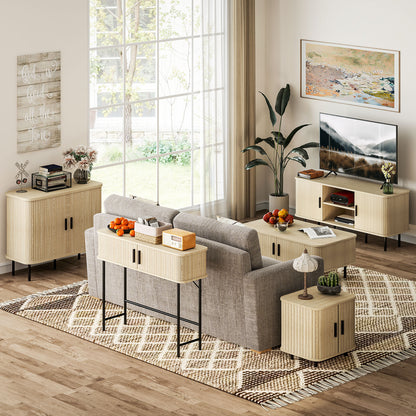 Console mi-siècle avec portes tambour et rangement