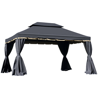 Gazebo de patio double toit avec filet et rideaux