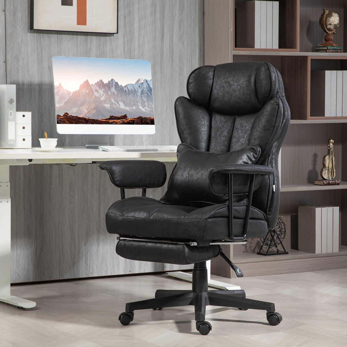 Chaise de bureau ergonomique grand format avec repose-pieds