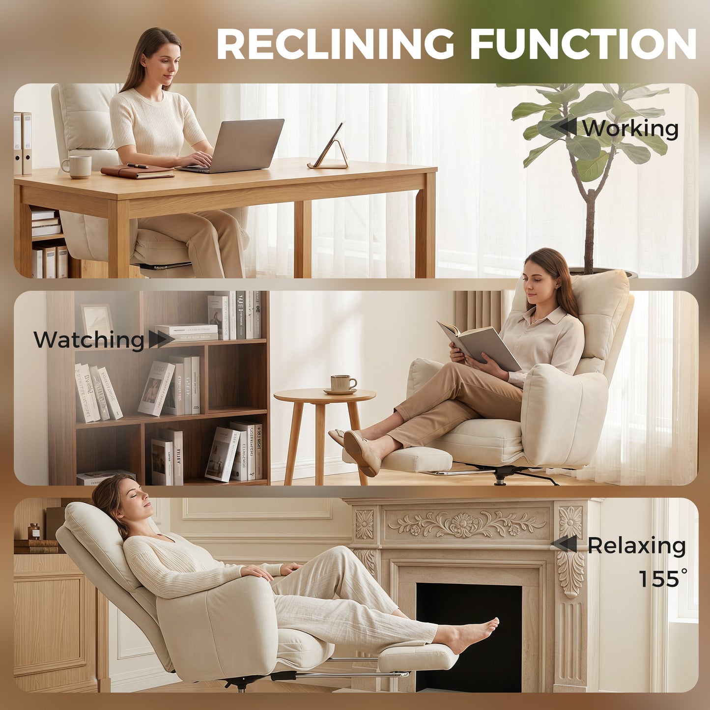 Chaise de bureau ergonomique inclinable avec repose-pieds