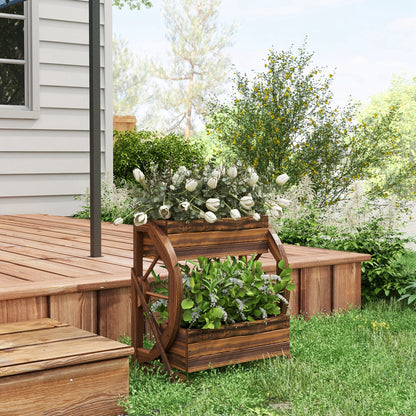 Jardinière surélevée deux étages en bois — chariot