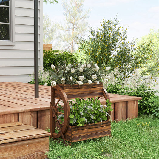 Jardinière surélevée deux étages en bois — chariot
