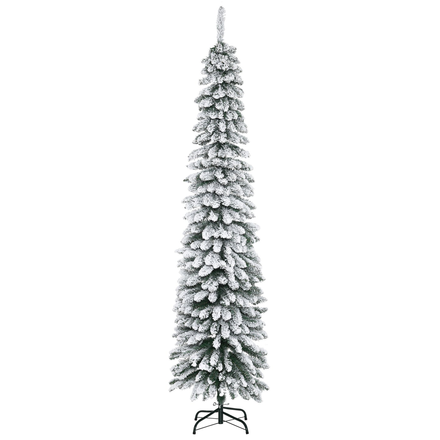 Sapin de Noël artificiel enneigé mince 213 cm