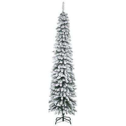 Sapin de Noël artificiel enneigé mince 213 cm