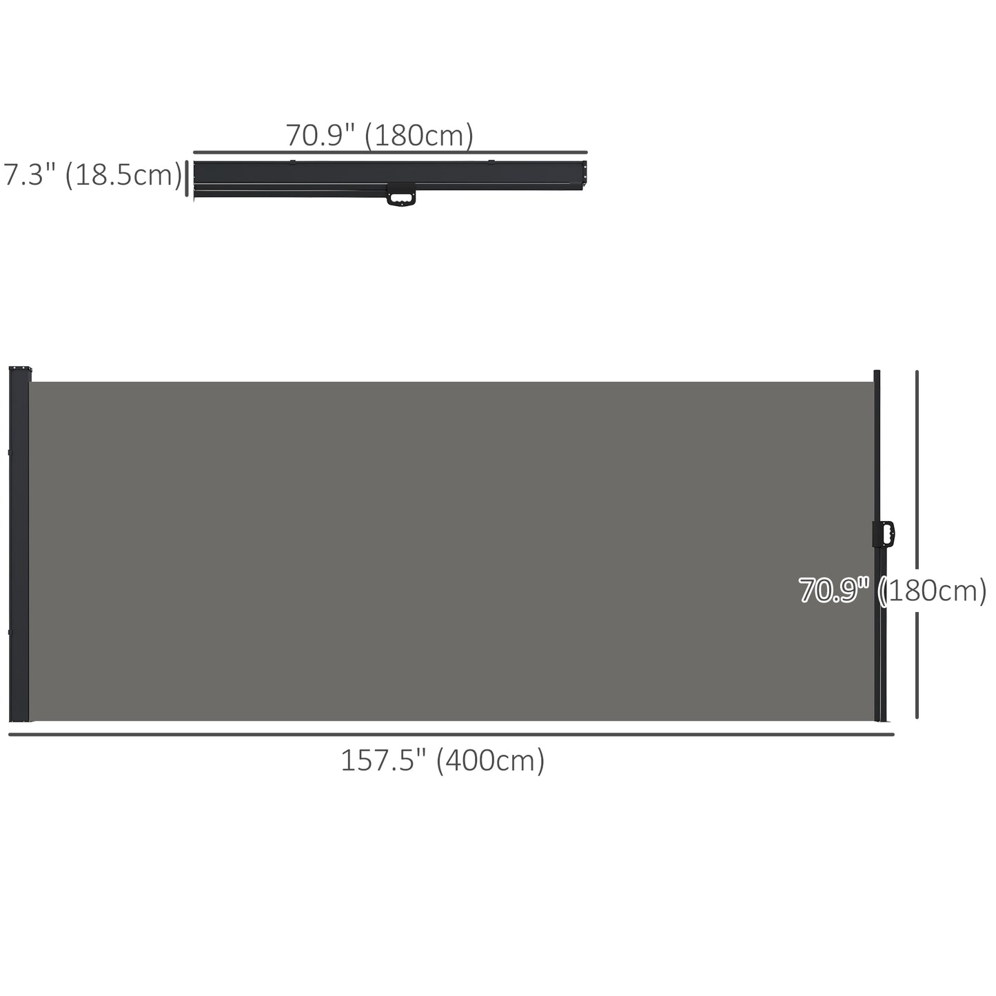 Auvent rétractable latéral 4m x 1,8m pour terrasse