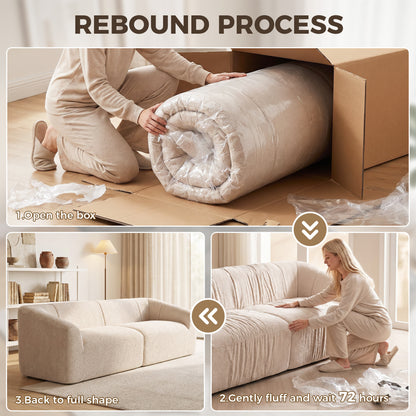 Divan 3 places en chenille nuage sans structure