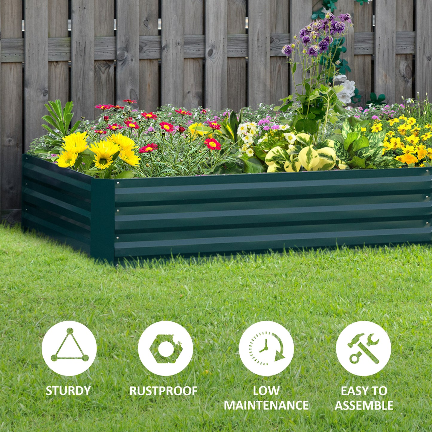 Bac de jardinage surélevé galvanisé 241 x 91 x 30 cm