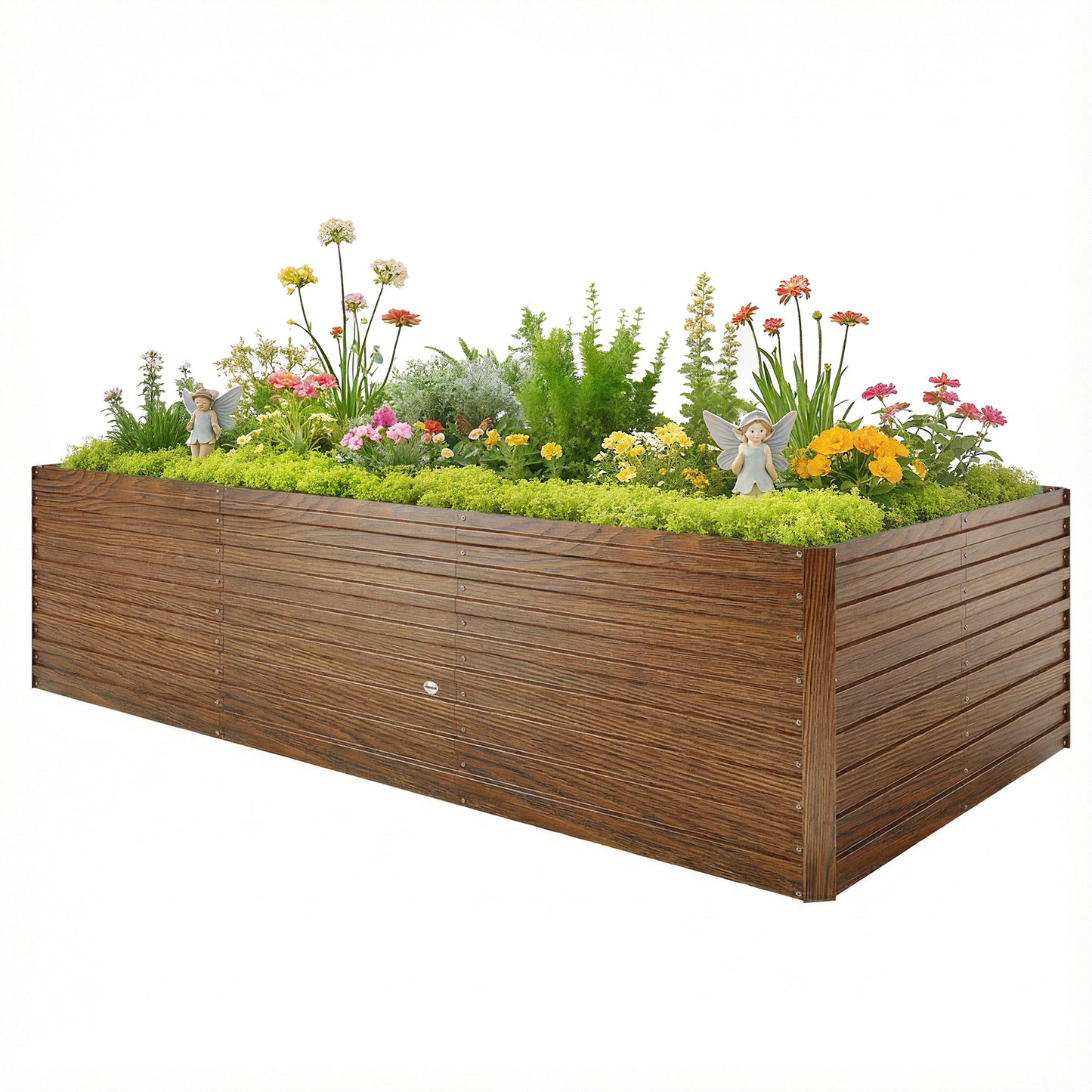 Outsunny 240x120x60cm Raised Garden Bed - Black Galvanized Planter