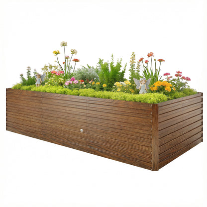 Outsunny 240x120x60cm Raised Garden Bed - Black Galvanized Planter