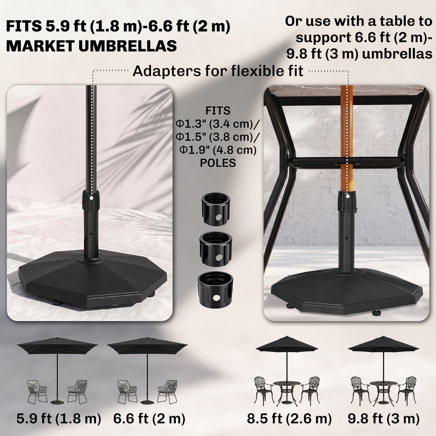 Socle de parasol en béton 22 kg
