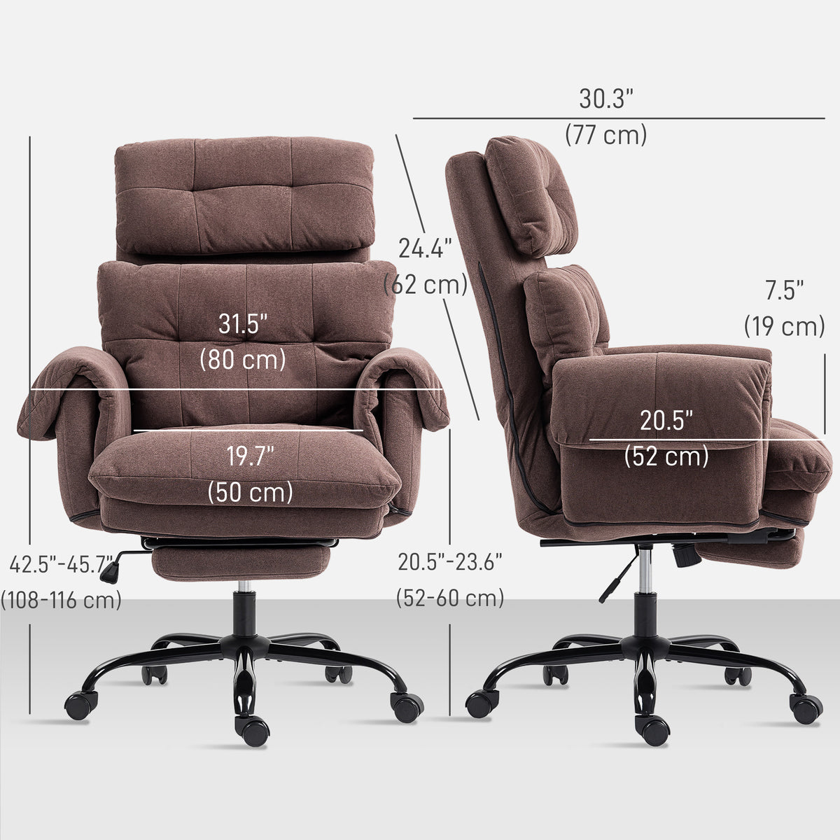 Chaise de bureau ergonomique inclinable avec repose-pieds