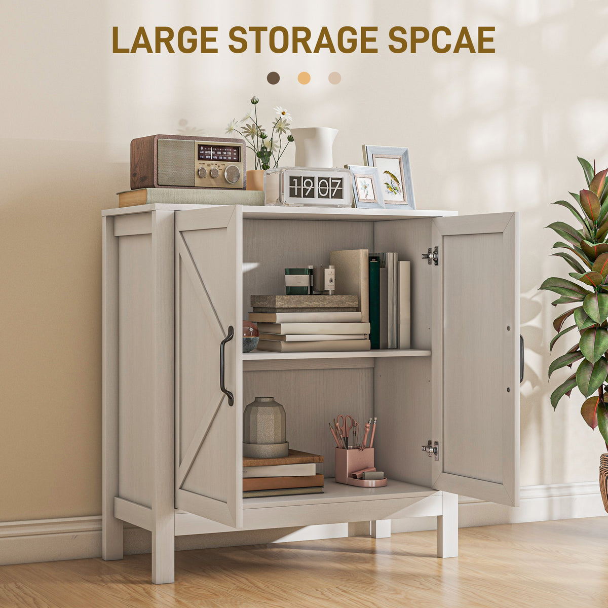 Buffet de cuisine style champêtre avec porte de grange