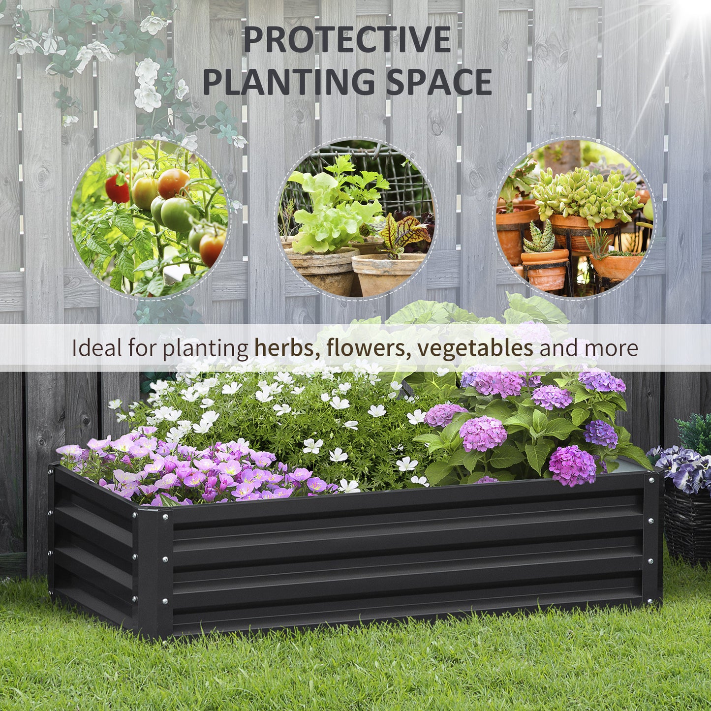 Jardinière surélevée galvanisée acier 120x60x30cm
