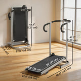 Tapis de marche pliant inclinable avec barre et écran LCD