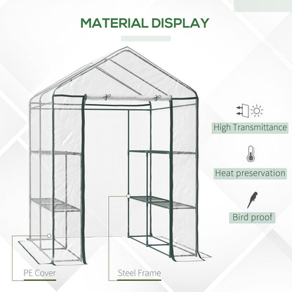  143x143x195cm Portable Greenhouse - 8 Shelves