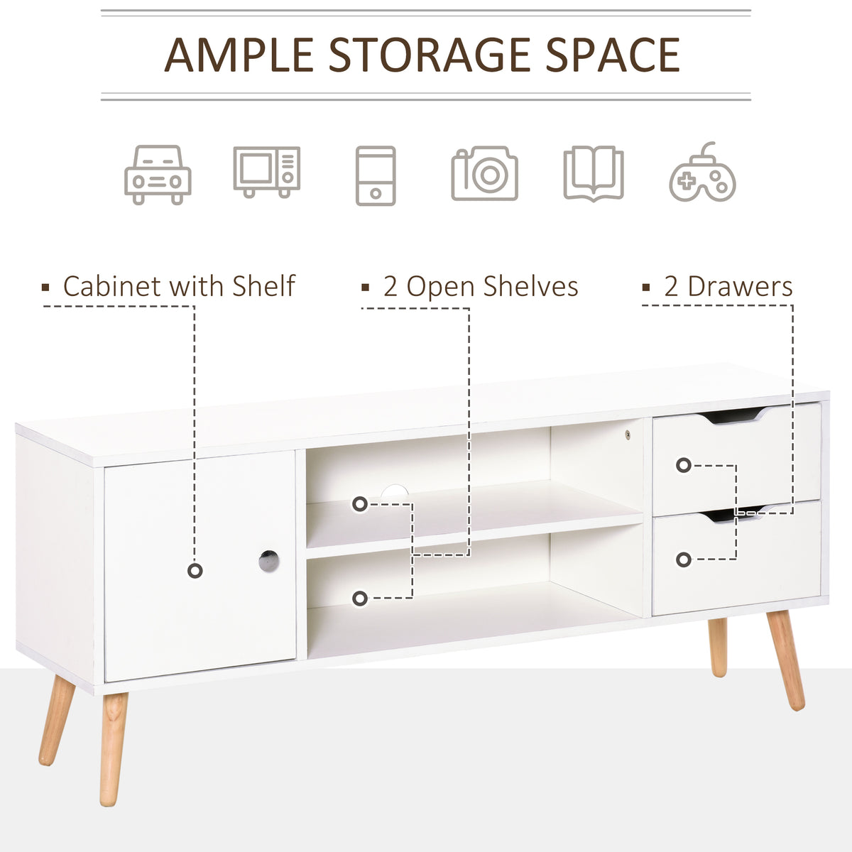 Meuble TV style scandinave pour téléviseurs de 127 cm max
