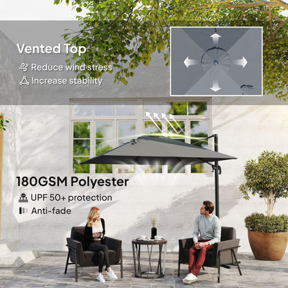Parasol déporté aluminium 244 cm avec rotation 360°