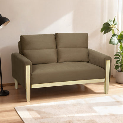 Causeuse 2 places velours pattes bois blanchi 134 cm
