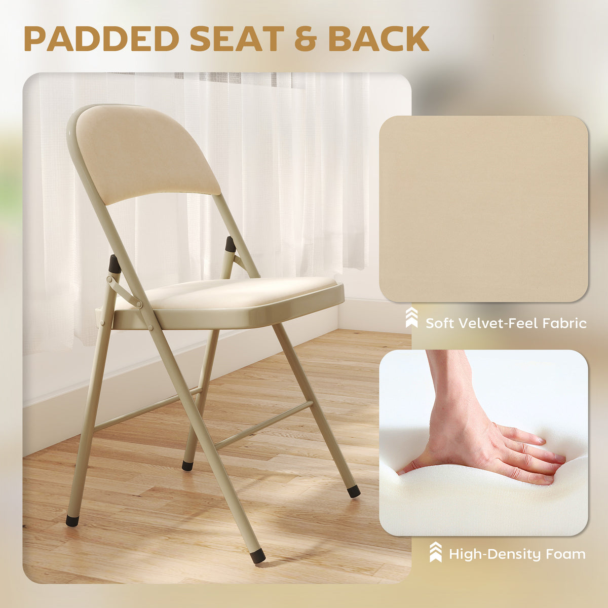 Ensemble de 4 chaises pliantes en velours
