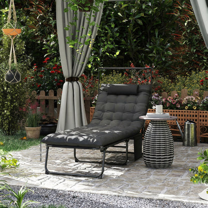 Chaise longue pliante avec auvent ajustable 4 positions
