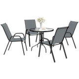 Ensemble de patio cinq pièces table ronde et chaises empilables