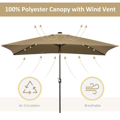 Parasol de patio rectangulaire avec éclairage DEL solaire 195x295cm