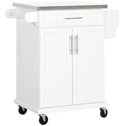 Ilot de cuisine mobile avec comptoir en acier inoxydable