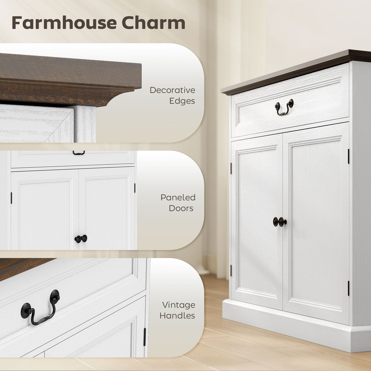 Buffet de cuisine style champêtre en bois d'ingénierie