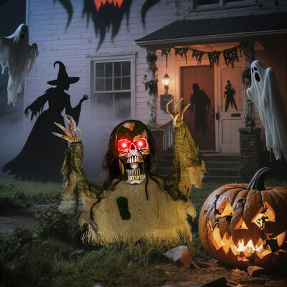 Squelette animé Halloween yeux LED lumineux