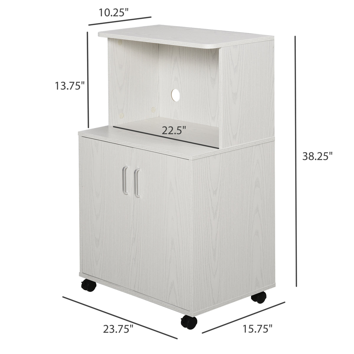 Chariot micro-ondes avec rangement et cabinet 2 portes