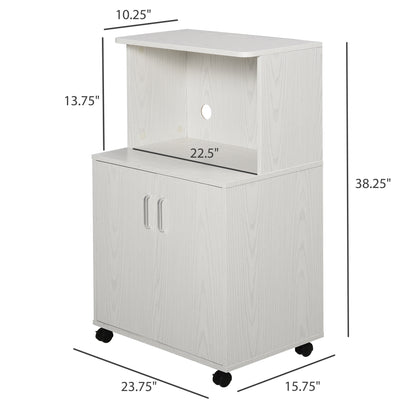 Chariot micro-ondes avec rangement et cabinet 2 portes