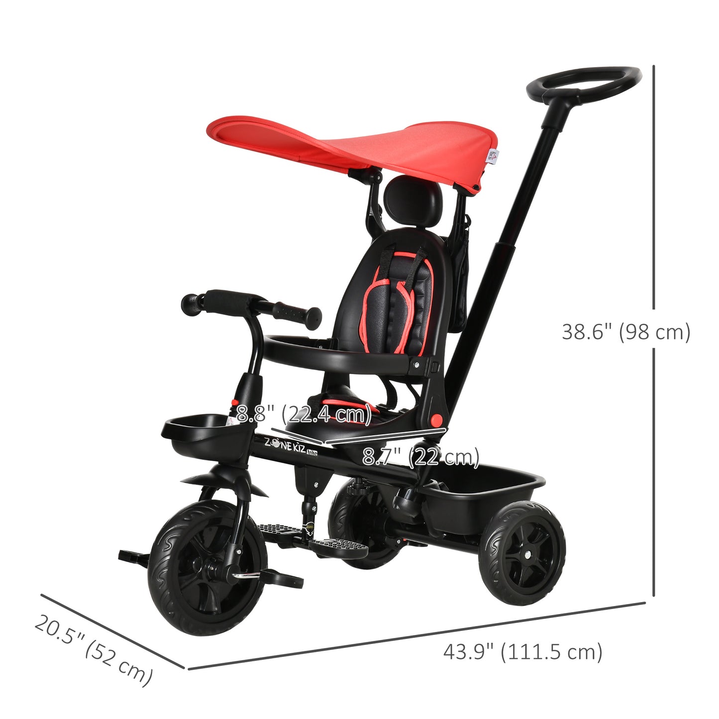Tricycle évolutif 5-en-1 avec poignée parentale