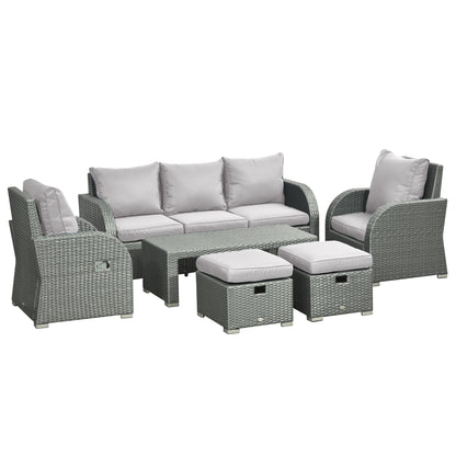 Salon de patio 6 pièces rotin avec fauteuils inclinables