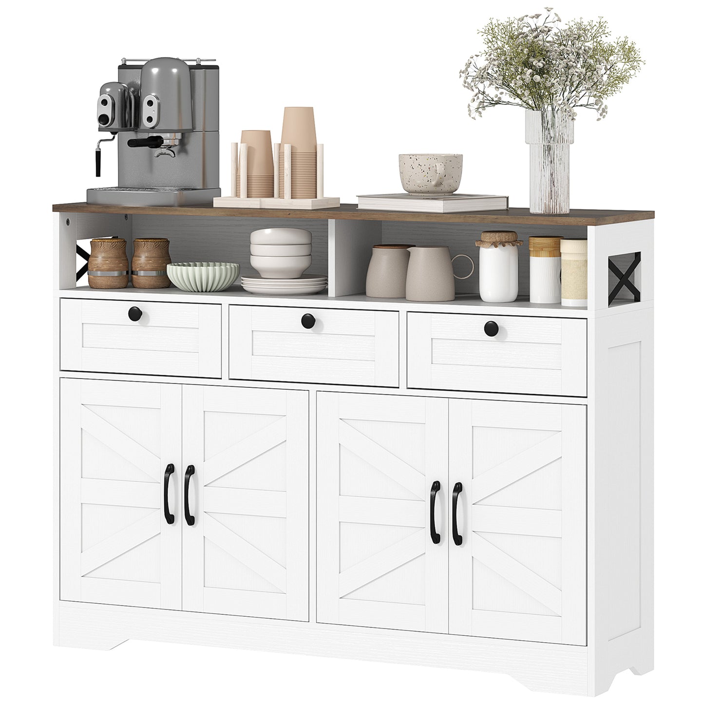 Buffet bahut 4 portes de grange et 3 tiroirs