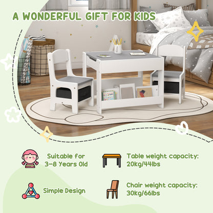 Ensemble table et chaises enfants réversible 3 pièces