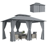Gazebo de patio 2 niveaux avec rideaux amovibles