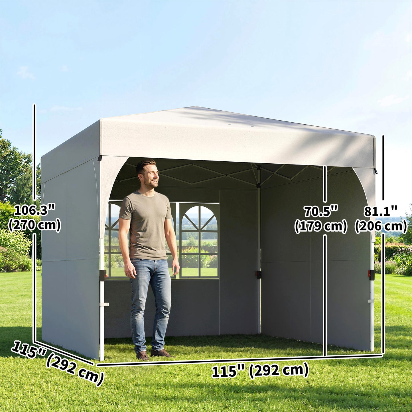 Tente de jardin escamotable UPF 50+ avec 3 parois