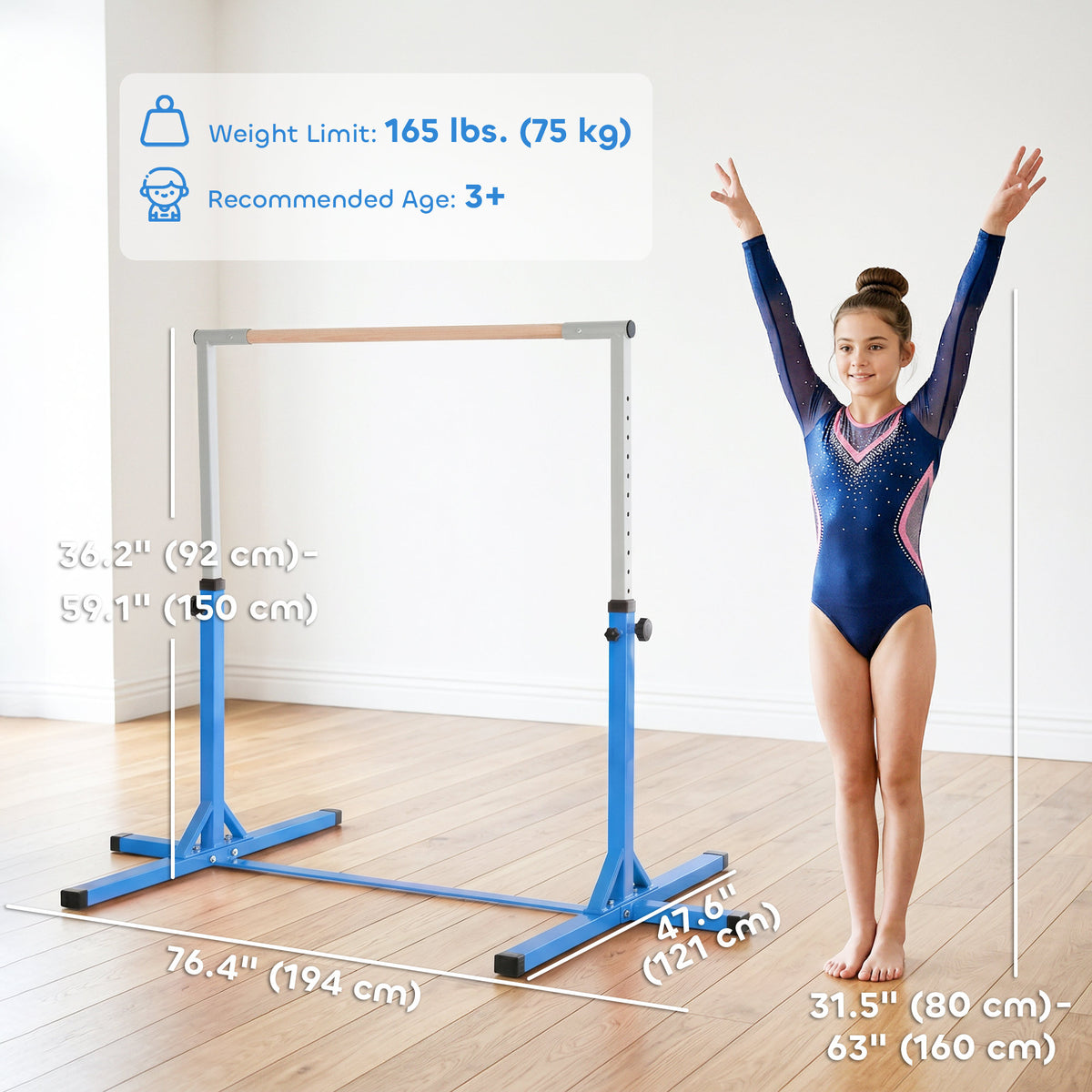 Barre de gymnastique professionnelle réglable pour enfants